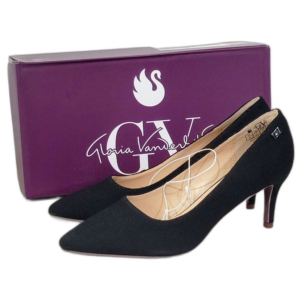 GV Cotton Denim Women's 3" Black Classic Logo High Heels Cushioned NIB Size 9